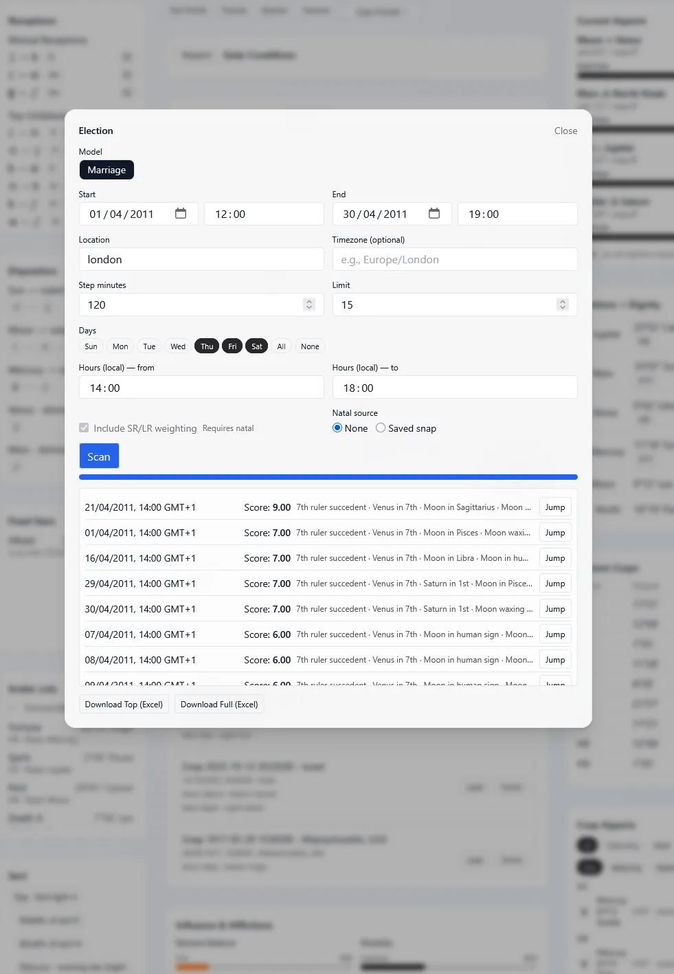 Wedding bands with a star-lit background symbolizing auspicious timing